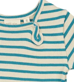 Petit Piao Sommerdragt - Rib - Modal - Turquise/Dark Off White