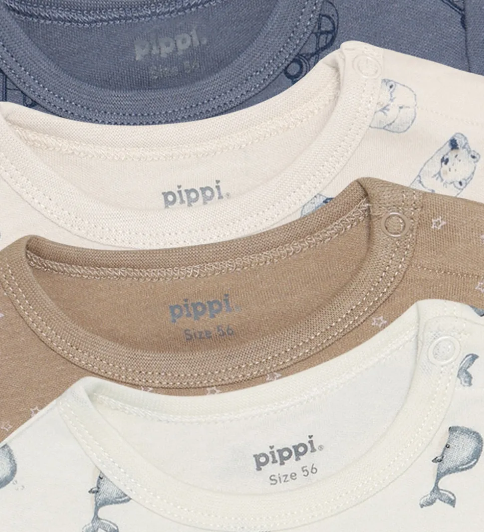 Pippi Baby Bodyer k/æ - 4-pak - Flint Stone