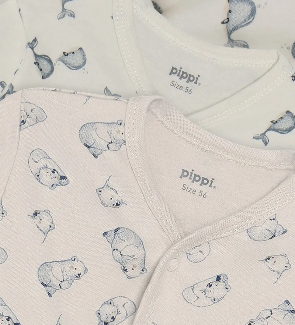 Pippi Baby Natdragter m. Fødder - 2-pak - Flint Stone