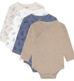 Pippi Baby Slå-om Bodyer l/æ - 4-pak - Flint Stone