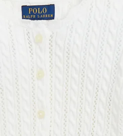 Polo Ralph Lauren Cardigan - Strik - Hvid m. Hulmønster