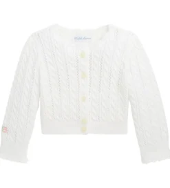 Polo Ralph Lauren Cardigan - Cropped - Strik - Deckwash White