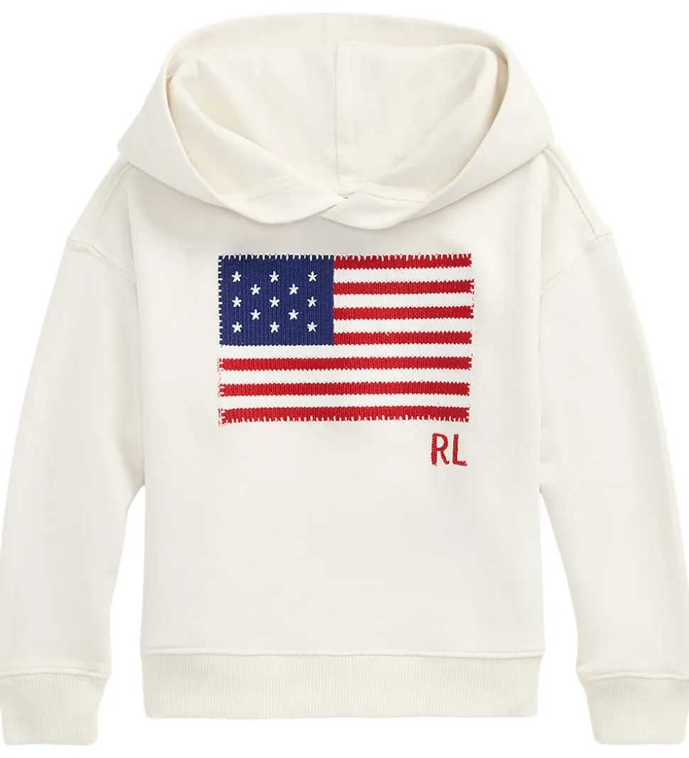 Polo Ralph Lauren Hættetrøje - Hvid m. Flag