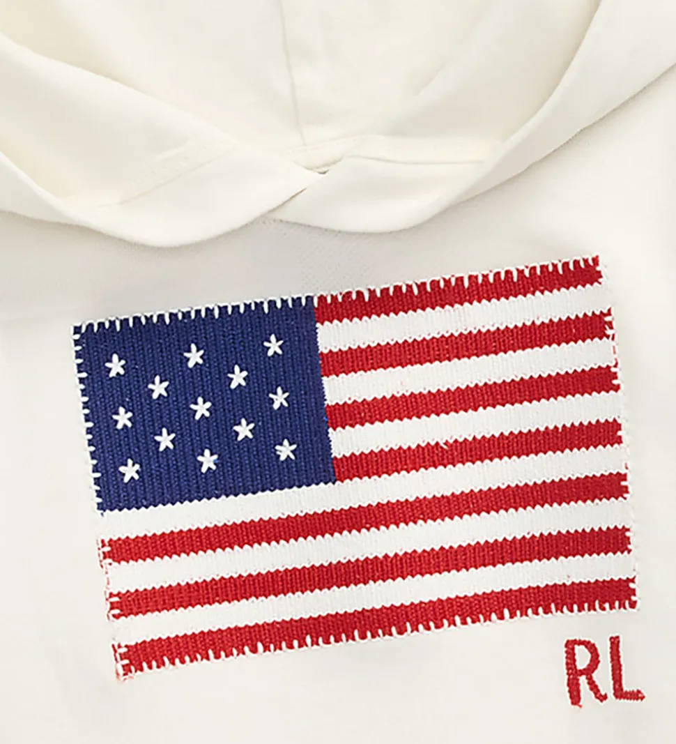 Polo Ralph Lauren Hættetrøje - Hvid m. Flag