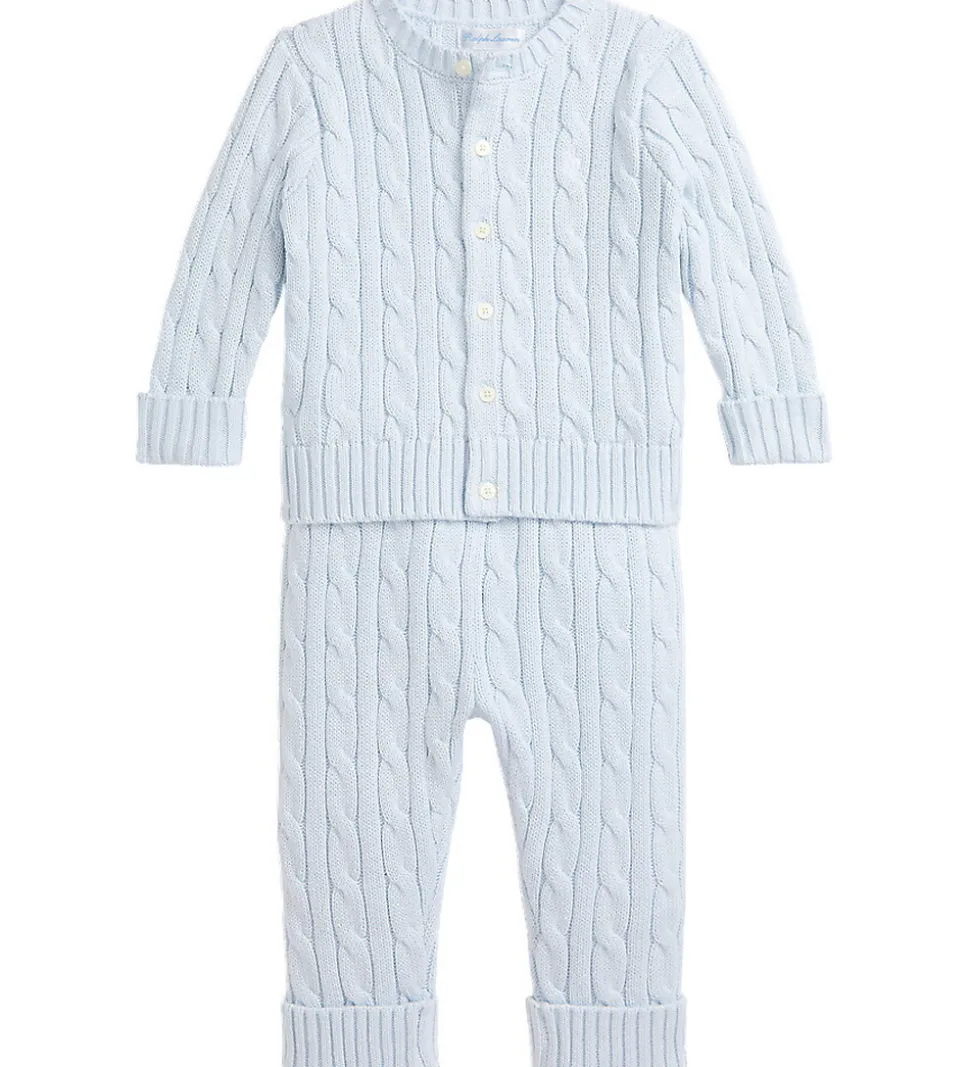 Polo Ralph Lauren Sæt - Cardigan/Bukser - Strik - Pearl Blue