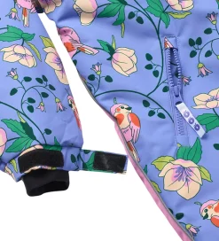 Småfolk Flyverdragt - Purple Delight m. Fugle/Blomster