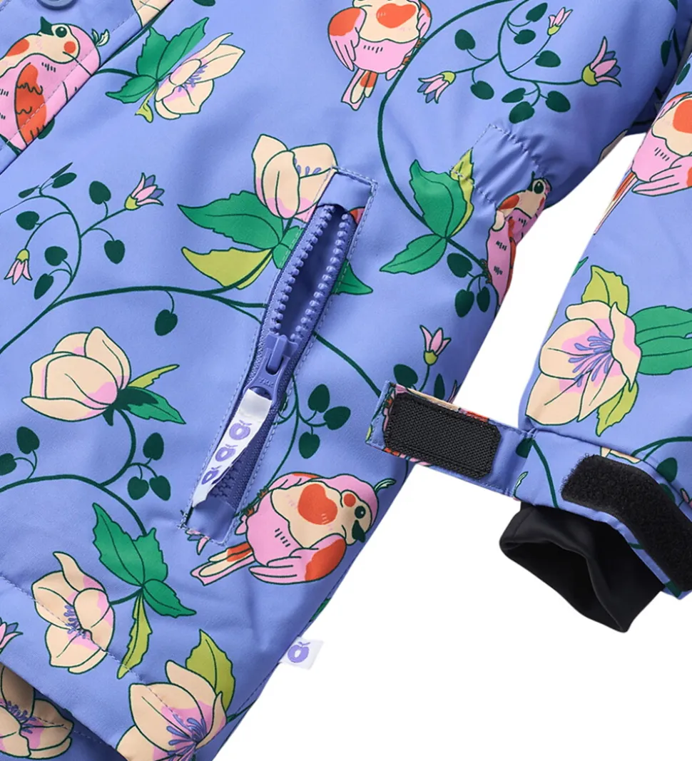 Småfolk Vinterjakke - Purple Delight m. Fugle/Blomster