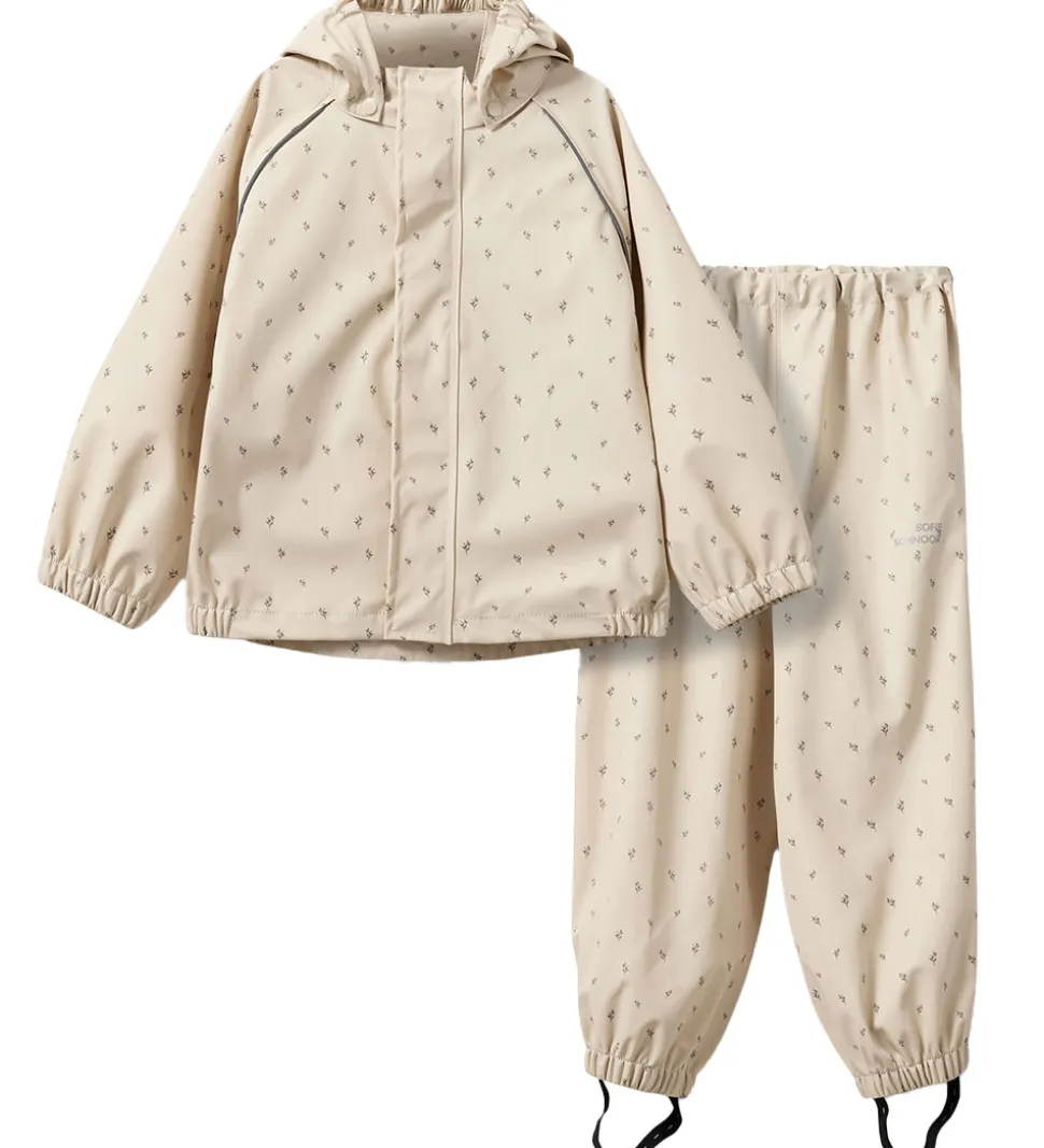 Sofie Schnoor Regntøj - PU - Varask - Sand m. Blomster