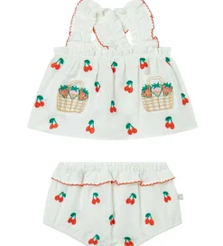 Stella McCartney Kids Sommersæt - Top/Bloomers - Ivory m. Kirseb