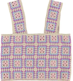 Stella McCartney Kids Top - Cropped - Hæklet - Sand/Lilla/Blå/Ro