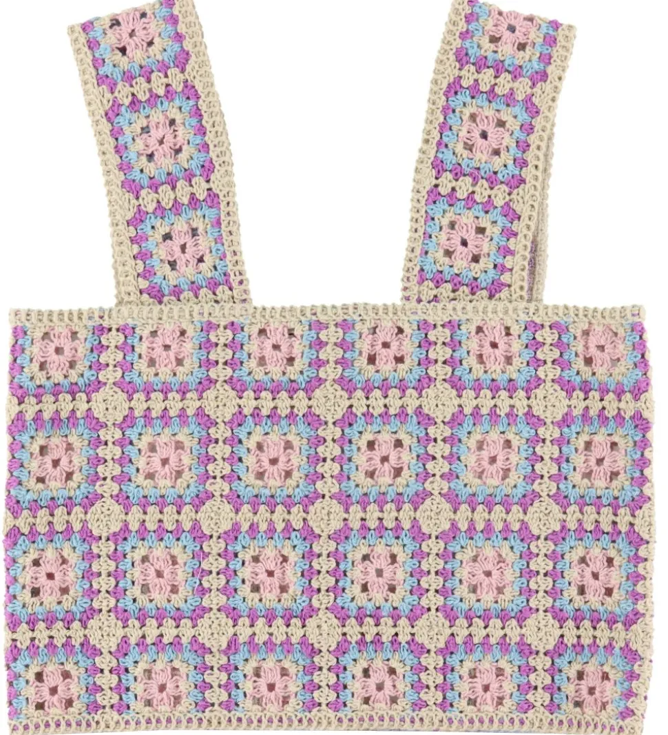 Stella McCartney Kids Top - Cropped - Hæklet - Sand/Lilla/Blå/Ro