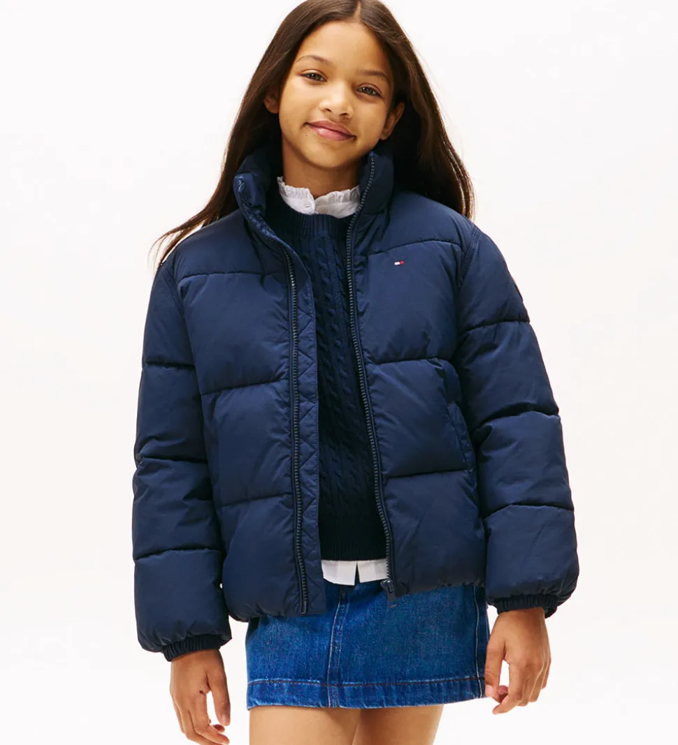 Tommy Hilfiger Dynejakke - Dark Night Navy m. Logo