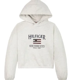 Tommy Hilfiger Hættetrøje - Cropped - Sequin Flag - Snow White H