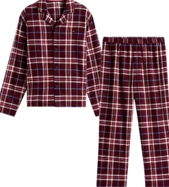 Tommy Hilfiger Nattøj - Straight - Tartan Reiker Burgundyred