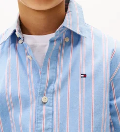 Tommy Hilfiger Skjorte - Cloudy Blue m. Hvid/Rød