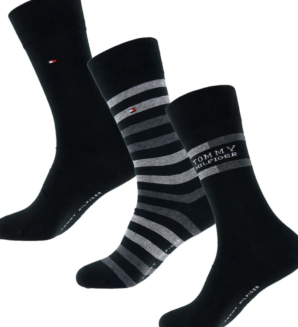 Tommy Hilfiger Strømper - 3-pak - Sort m. Grå