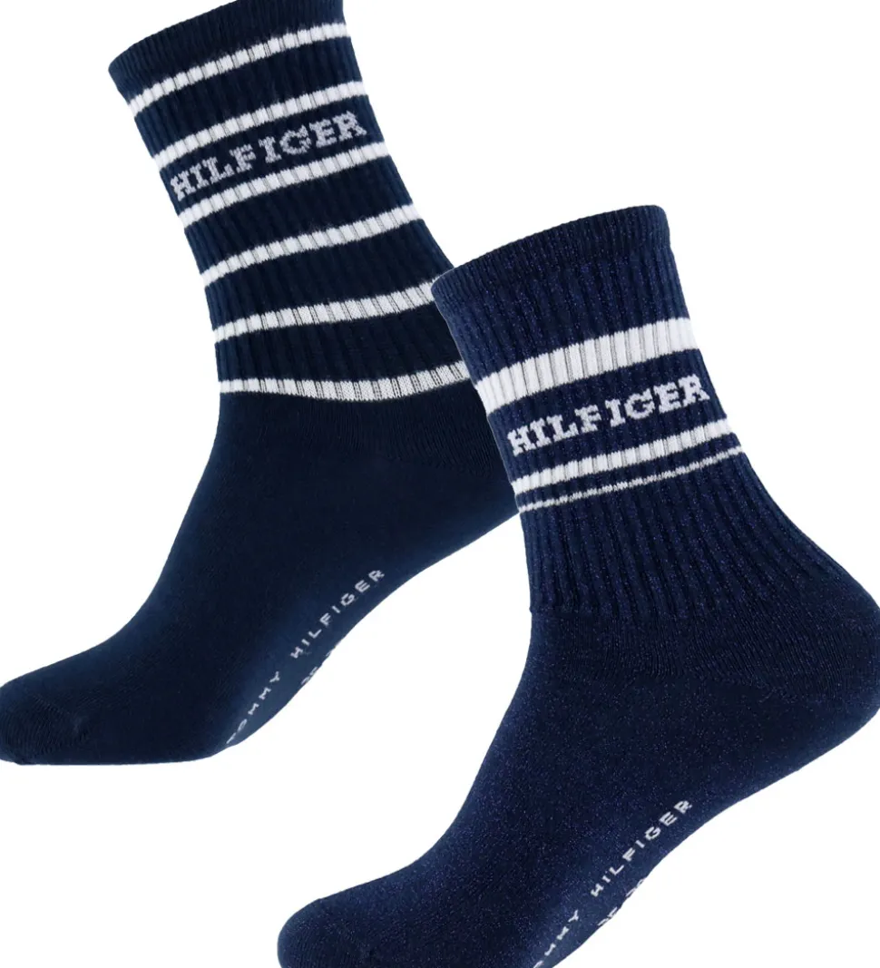Tommy Hilfiger Strømper - 2-pak - Navy m. Hvid/Glimmer